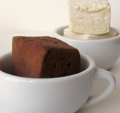 Marshmallows floating in cocoa
